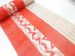 アンティーク　縞に抽象模様織出し八寸帯地反物